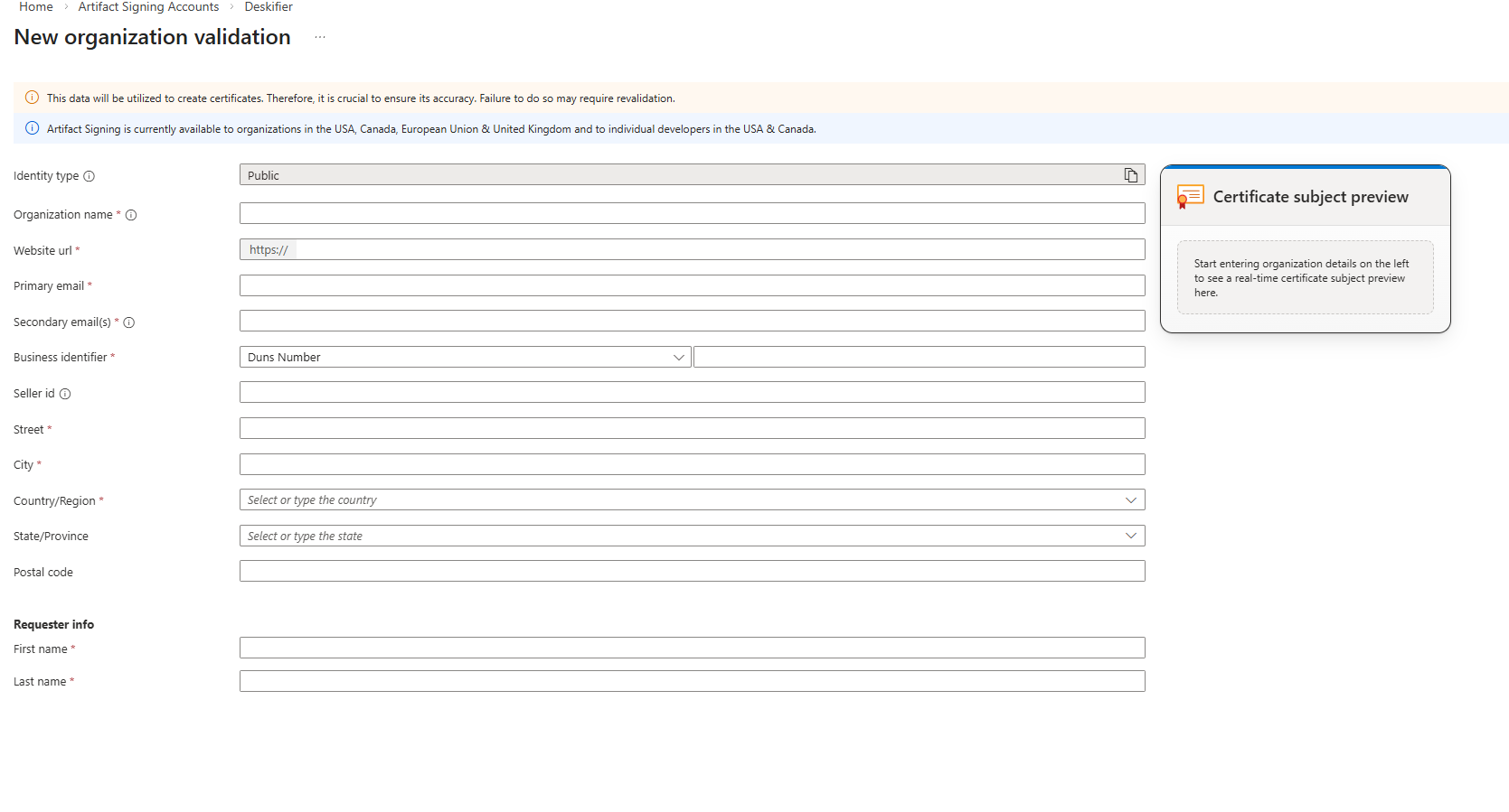Identity request details
