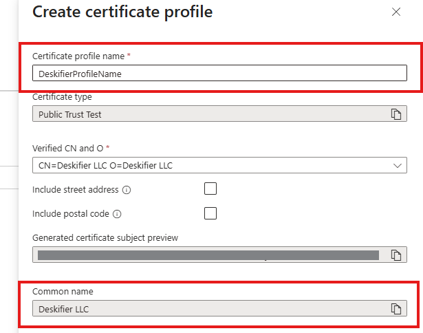 Certificate Profile Name
