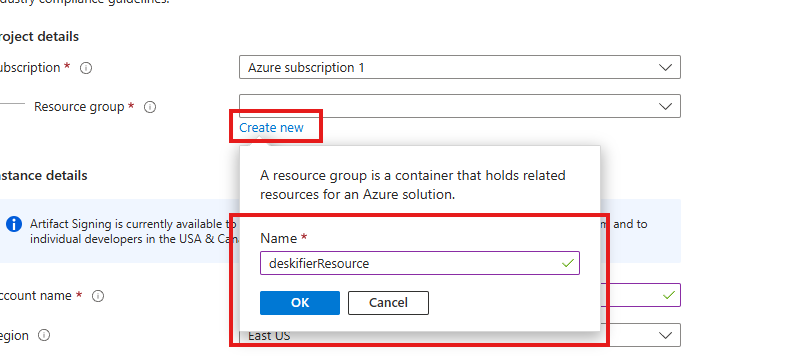 Create resource group