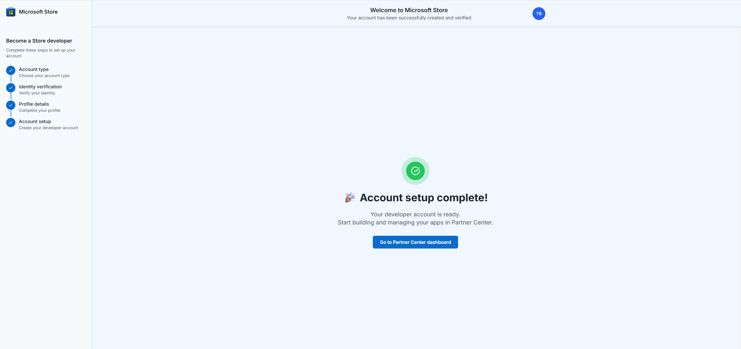 Go to Partner Center dashboard