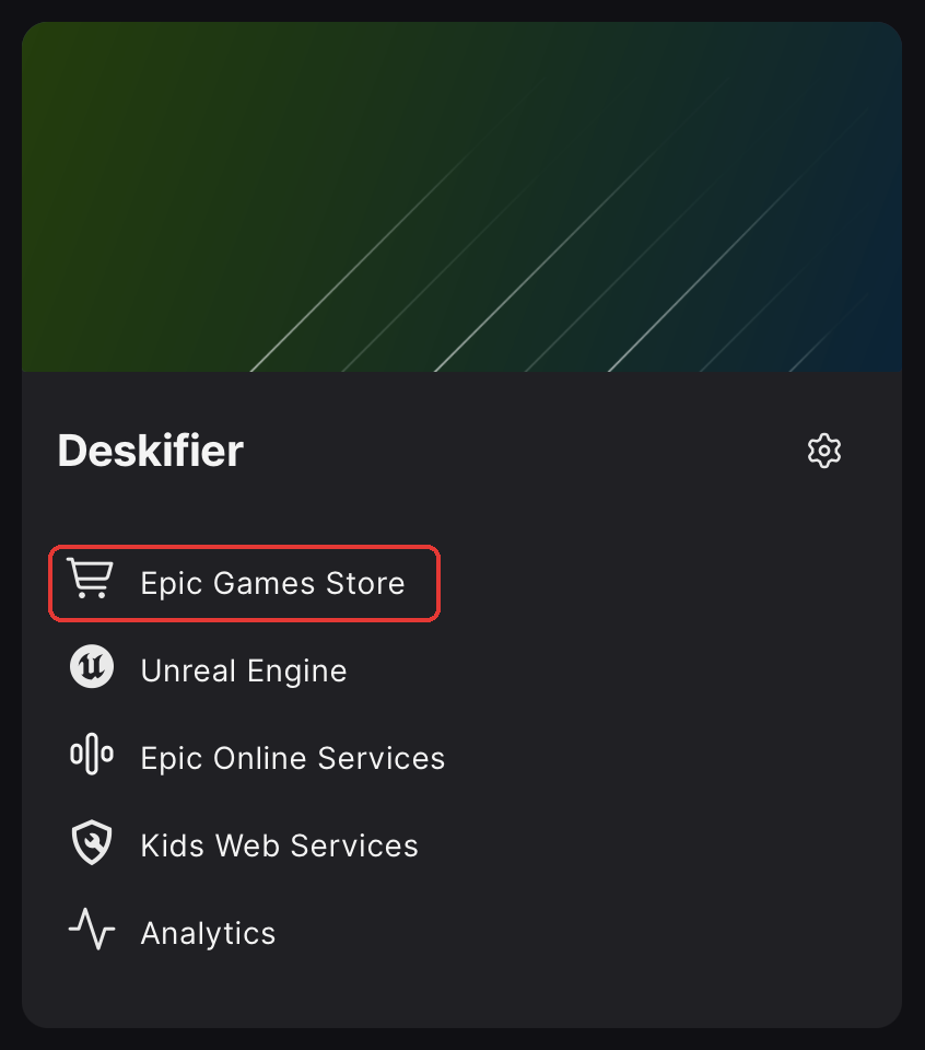 The product card, with Epic Games Store highlighted