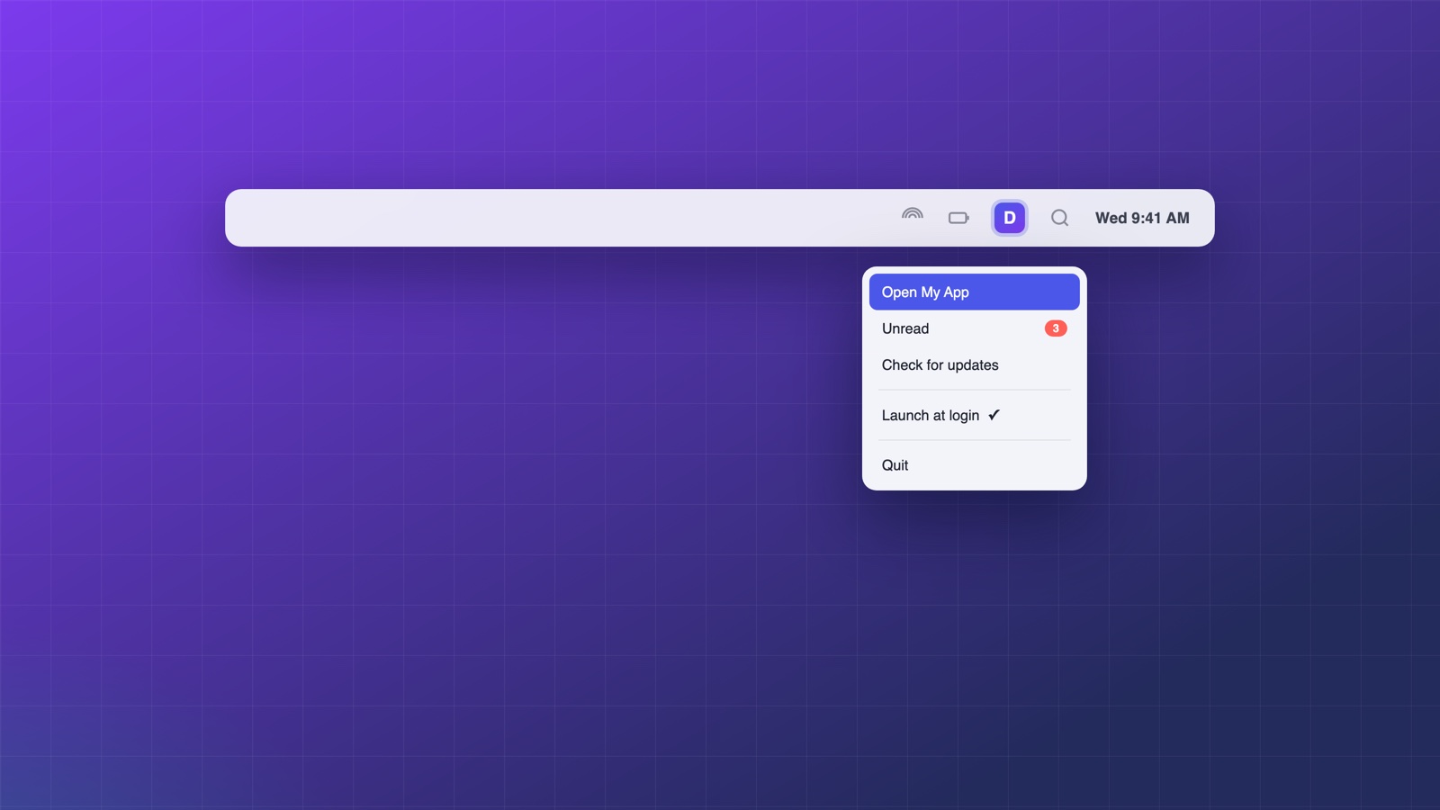 A Deskifier tray icon with its menu, open in the real macOS menu bar